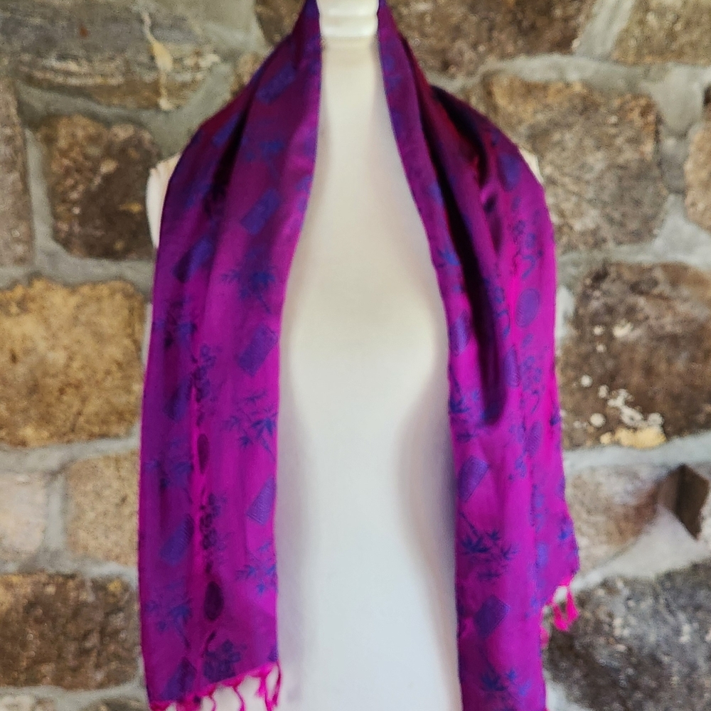 Creative Edge Imports 100% Silk Wrap Scarf Purple Blue